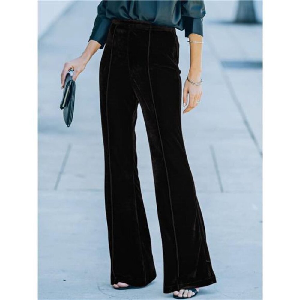 High-Waisted Wide Leg Velvet Pants